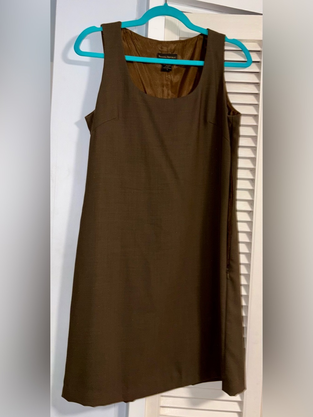 Banana Republic Dark olive green/ Brown A-Line office Dress, size 6, NWOT
